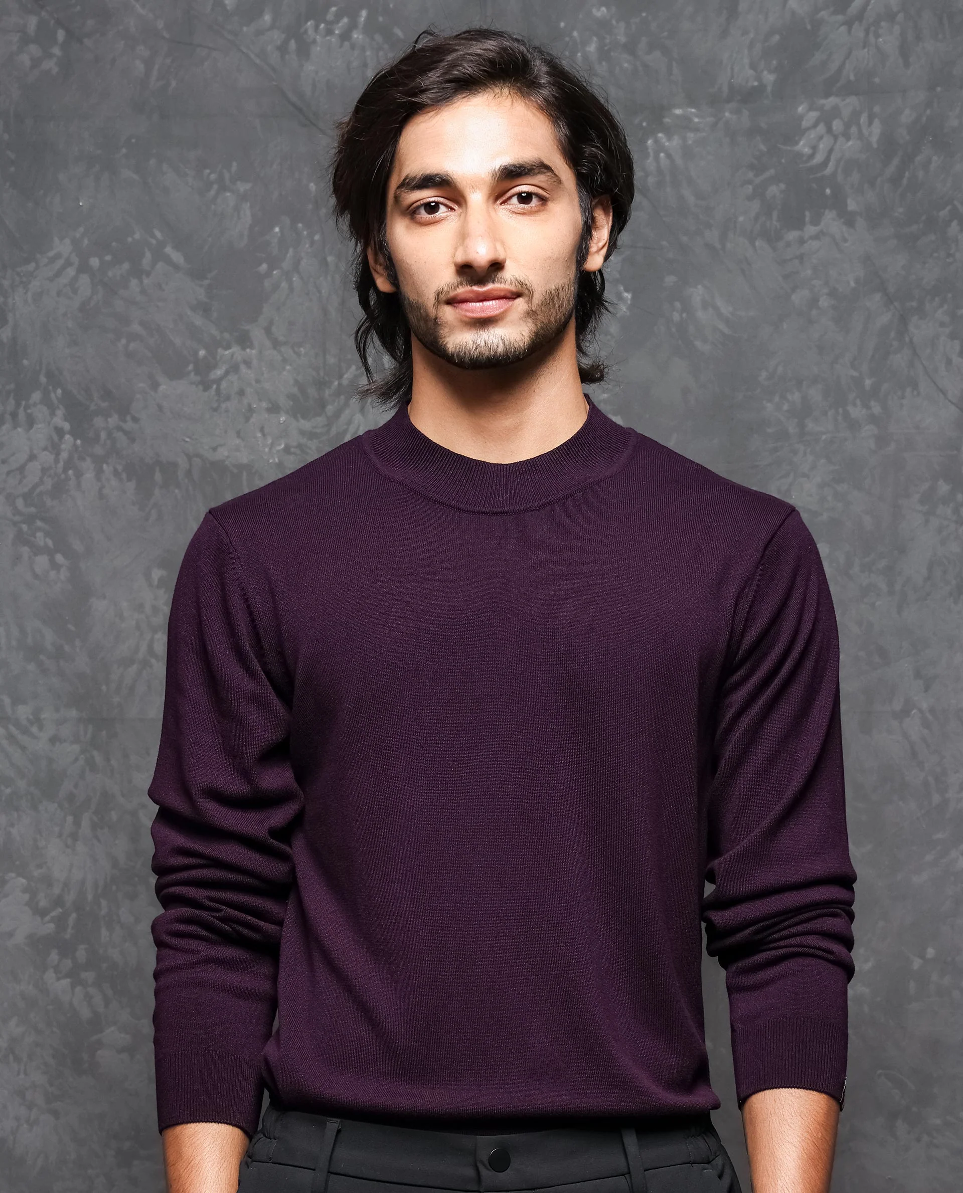Rare Rabbit Sweaters Rare Rabbit Men's Alfo 1 Purple Viscose Plain Slim Fit Full Sleeve High ...